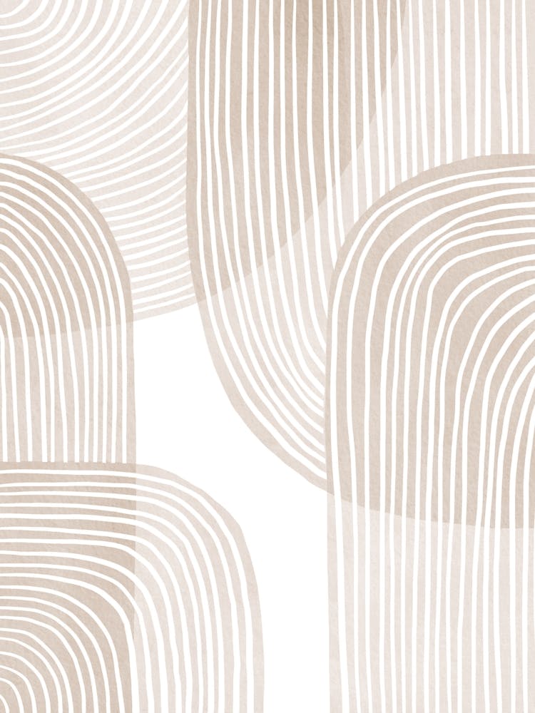 Beige White Wavy Lines