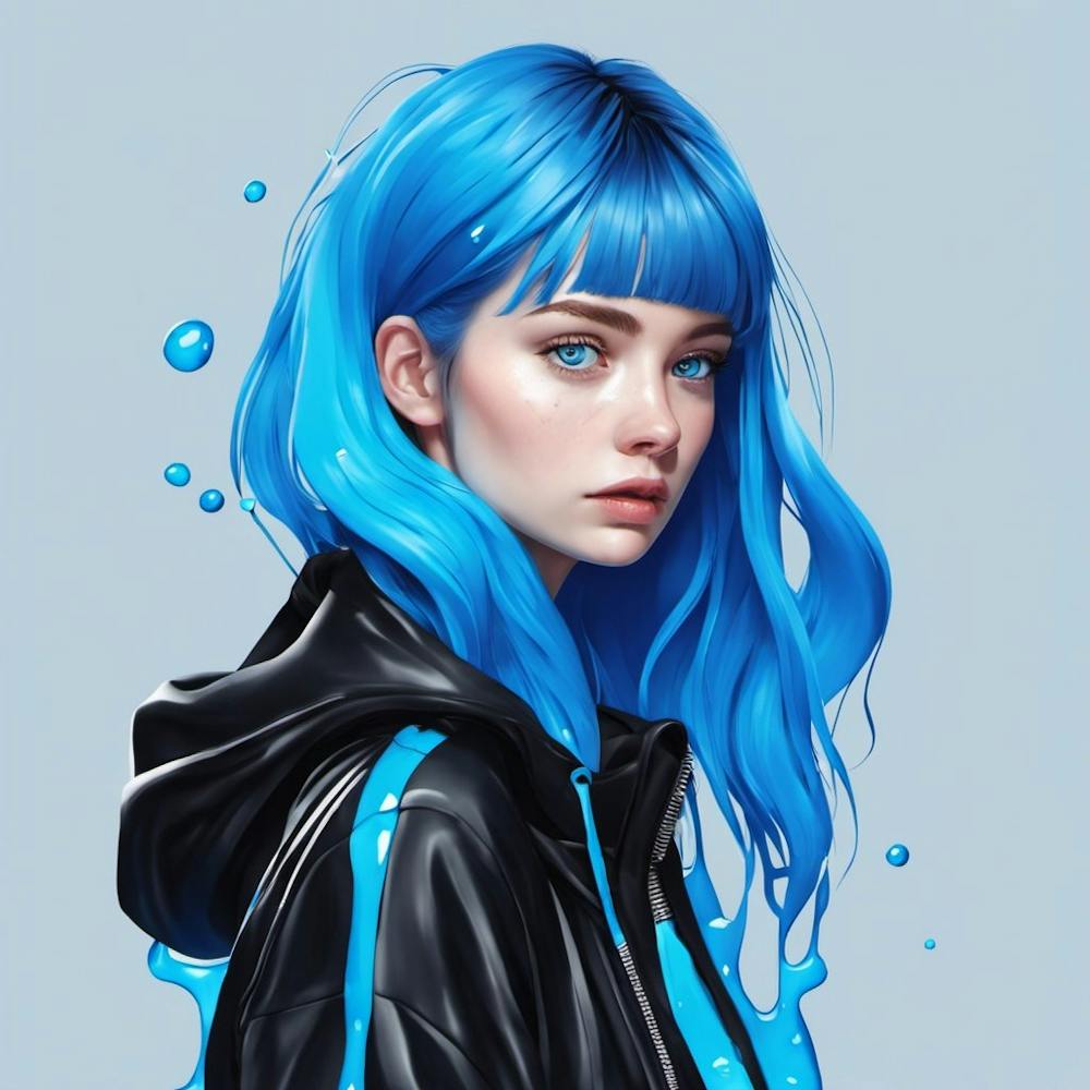 Blue Slime Haired Girl portrait