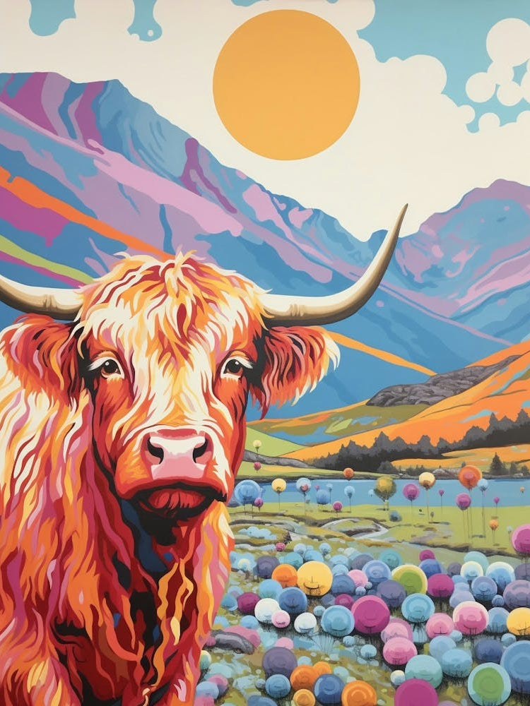 Highland Cows Dotty Background 2