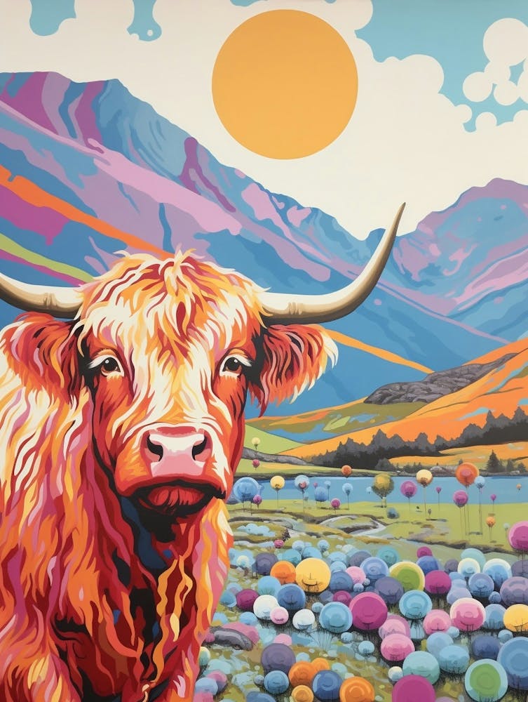 Highland Cows Dotty Background 2