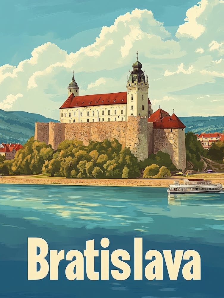 Aihrgdesign A Mid Century Modern Travel Poster For Bratislava 2