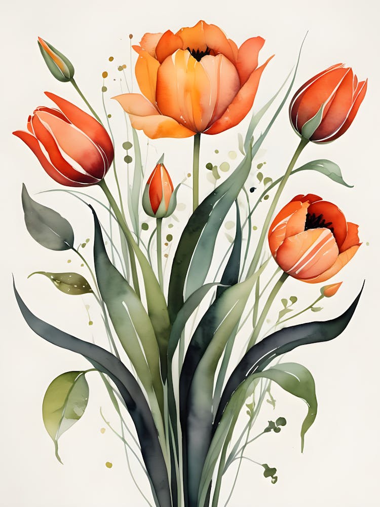 Orange Tulips In A Vase