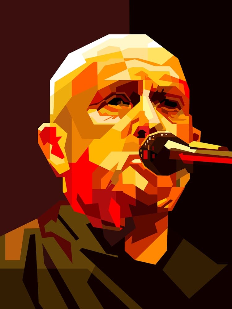 Peter Gabriel British Singer Musician Vintage Illustration