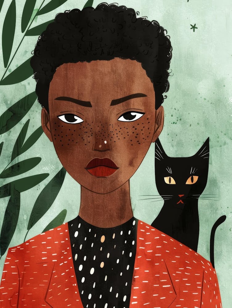 Afrikanisches Mädchen mit Katze