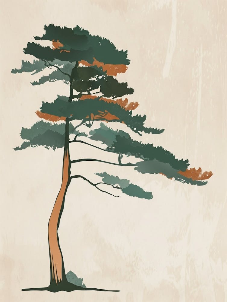 Cedar Tree Minimal Japandi Illustration 2