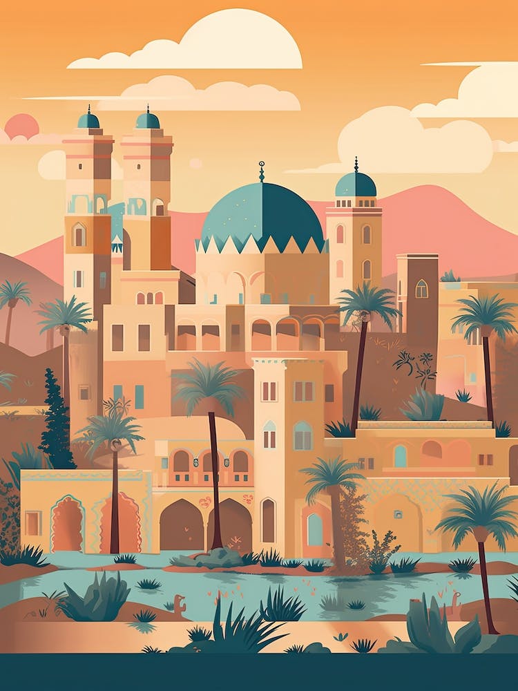 Kashan Iran Travel Illustration 2