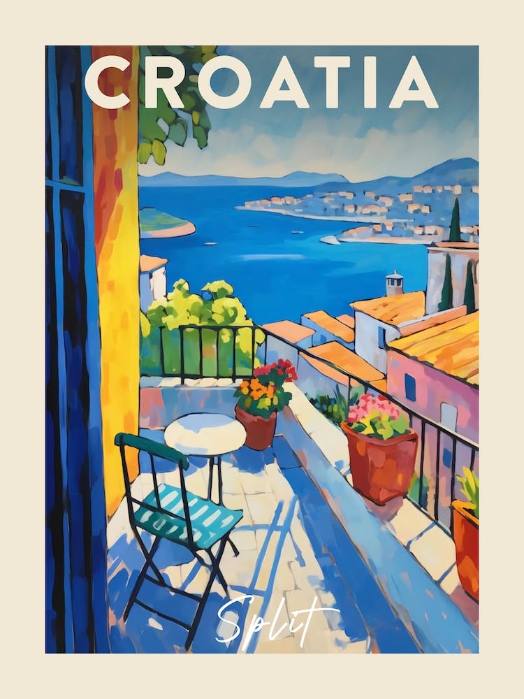 Split Croatia 4 Fauvist Painting Travel Poster