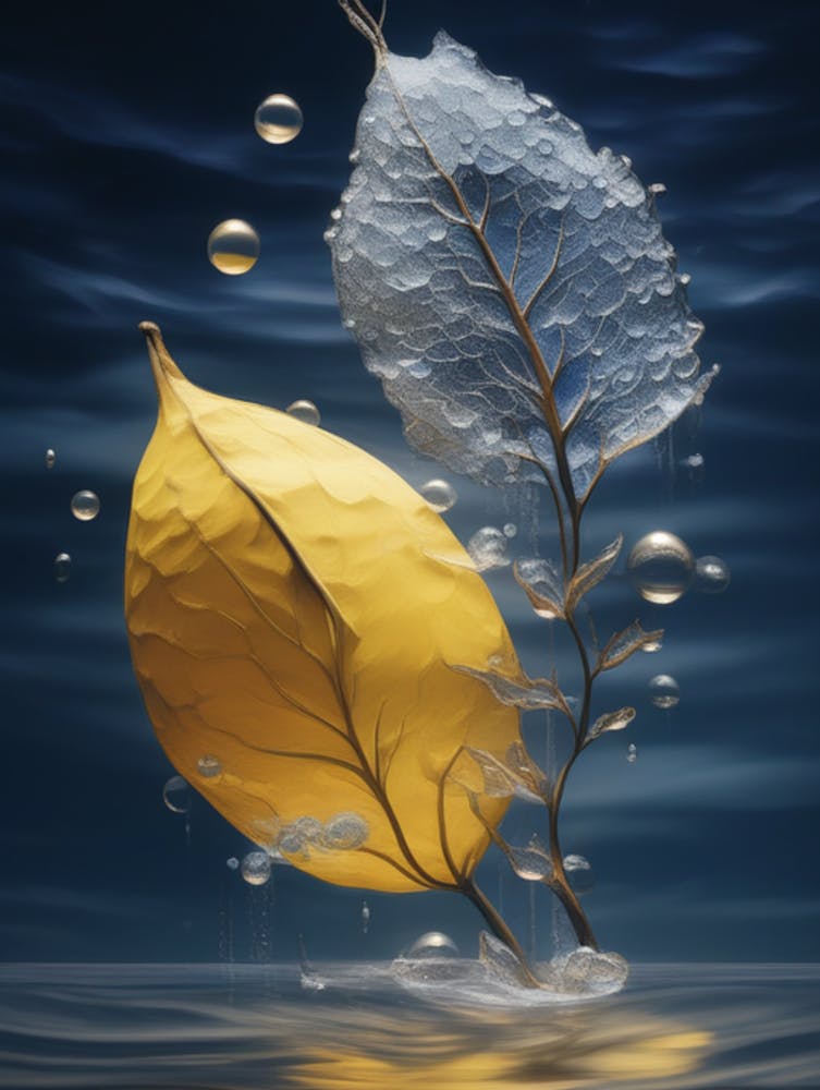Wassertropfen mit Blatt
