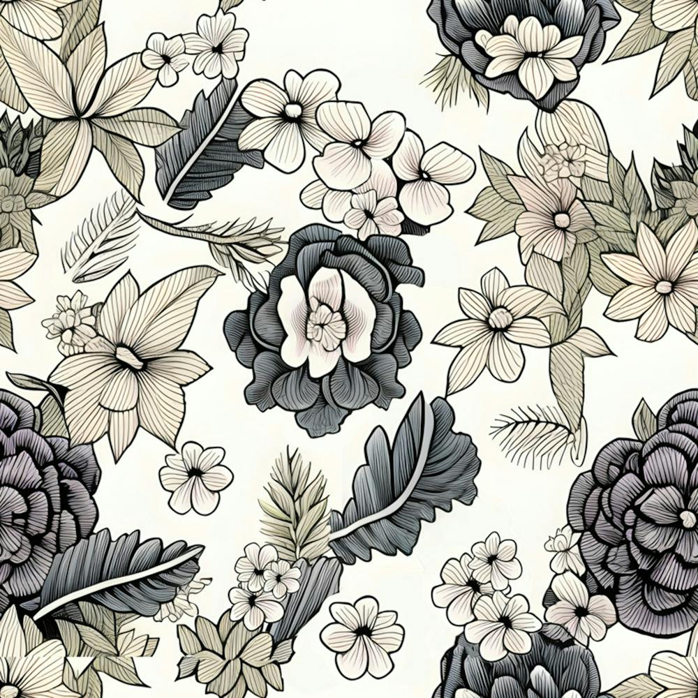Black And White Floral Pattern 1
