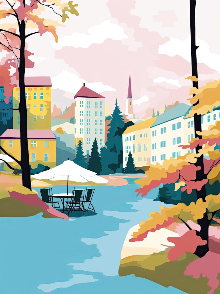 Espoo, Finland, Flat Pastels Tones Illustration 3