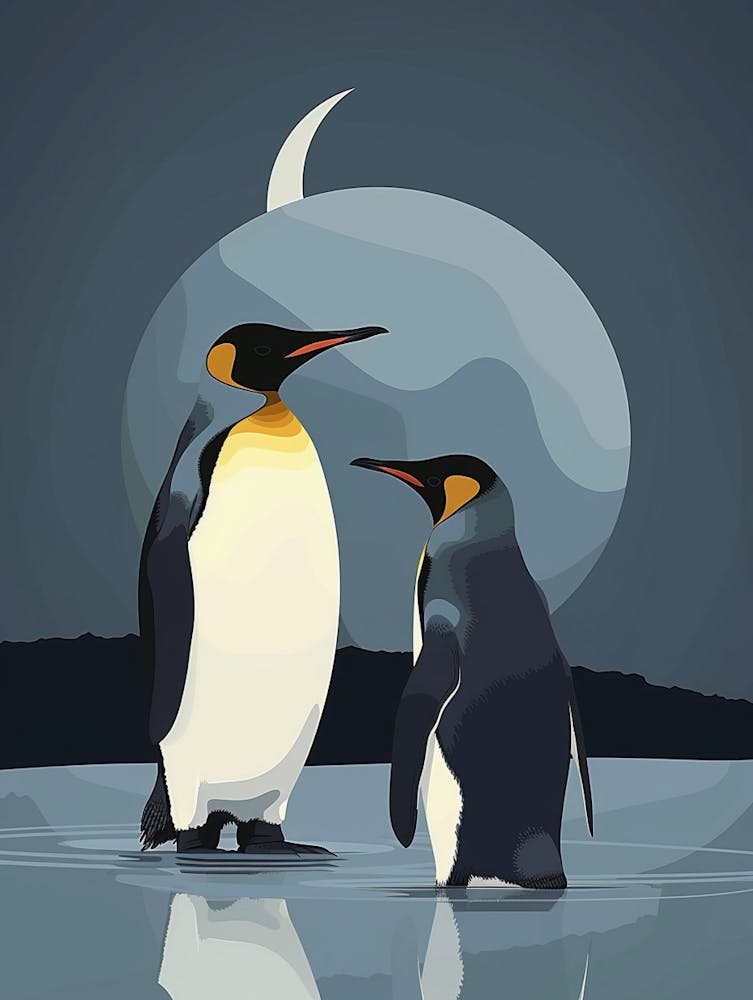 Kaiserpinguin Half Moon Island Minimalistische Illustration 1
