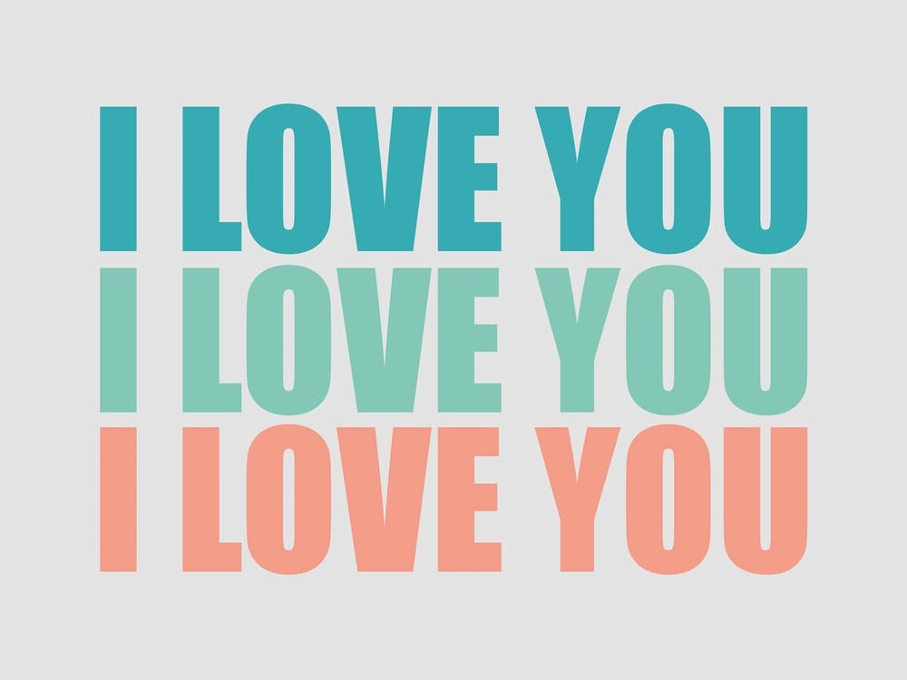 I Love You Teal Landscape
