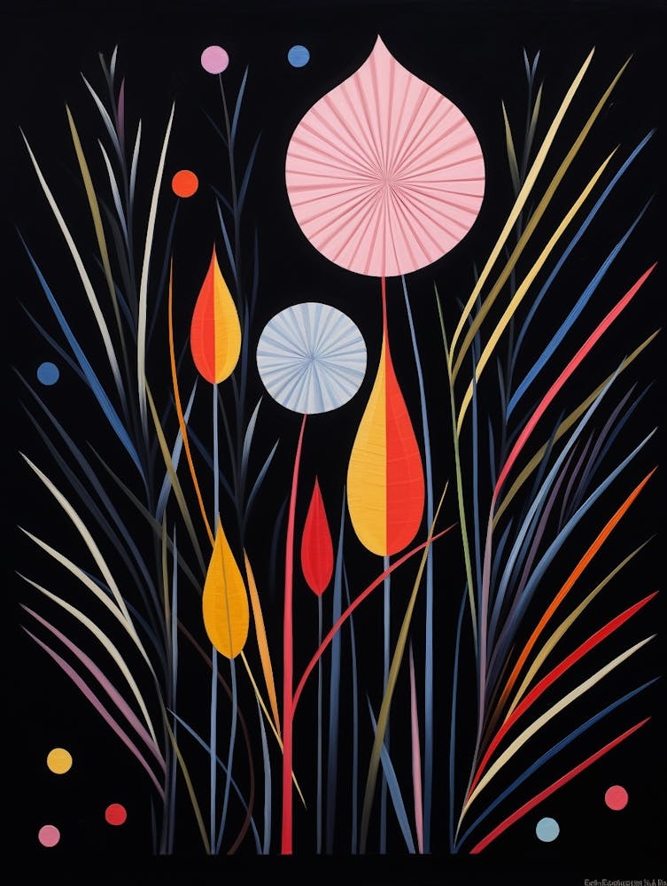 Fountain Grass 3 Hilma Af Klint Inspired Flower Illustration
