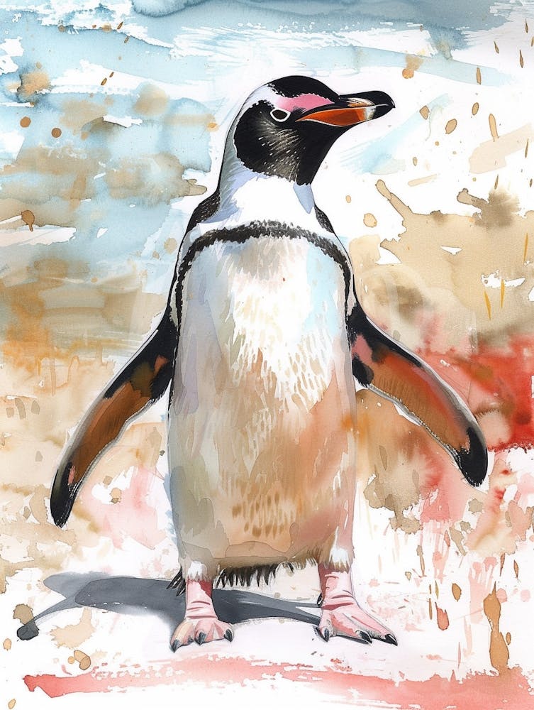 Humboldt Penguin Zavodovski Island Watercolour Painting 6