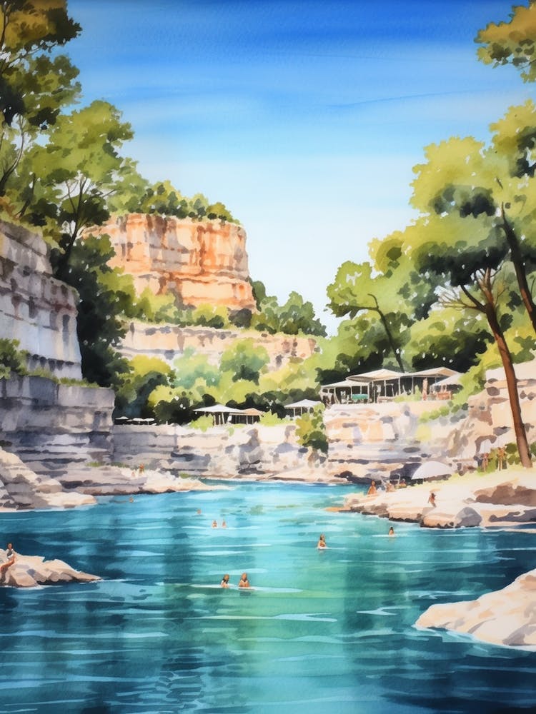 Swimming In Corsica France 2 Watercolour