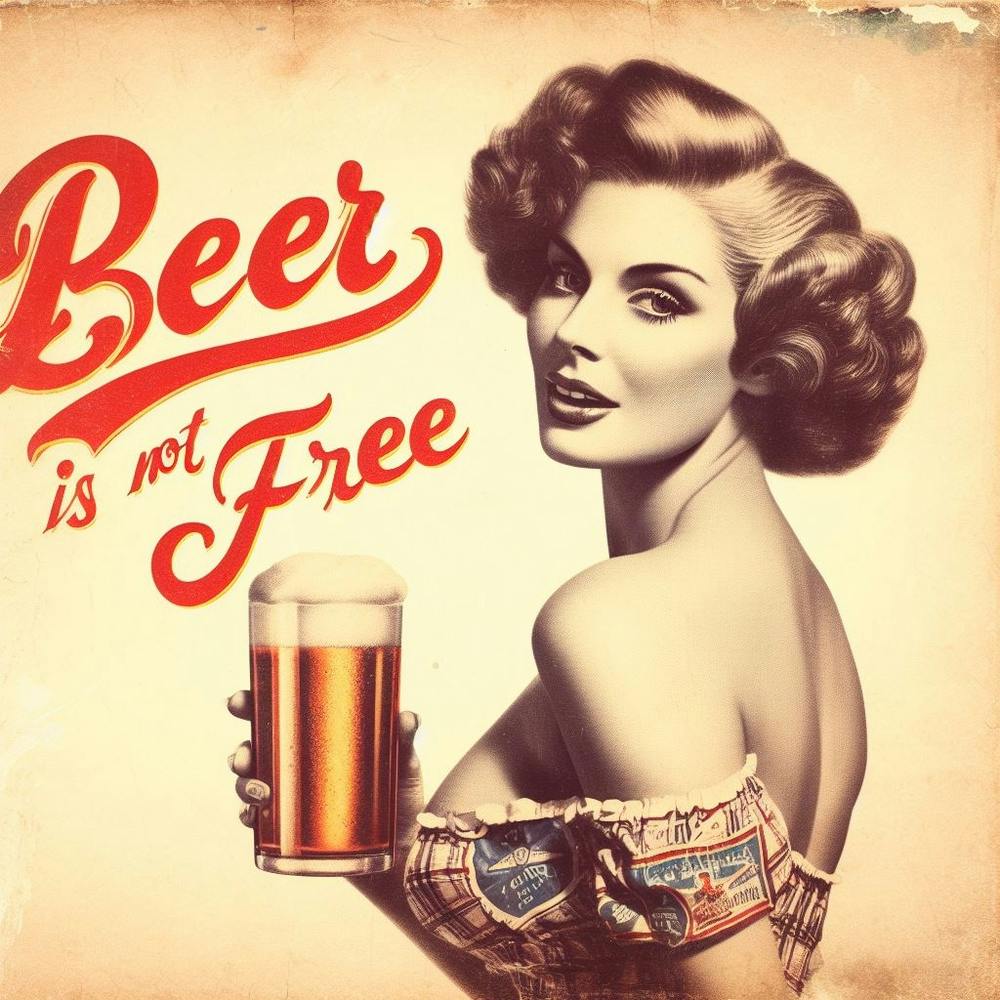 Vintage Beer Is Not Free Poster