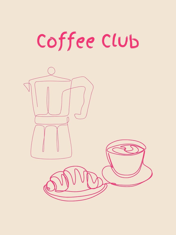 Coffee Club Poster Pink