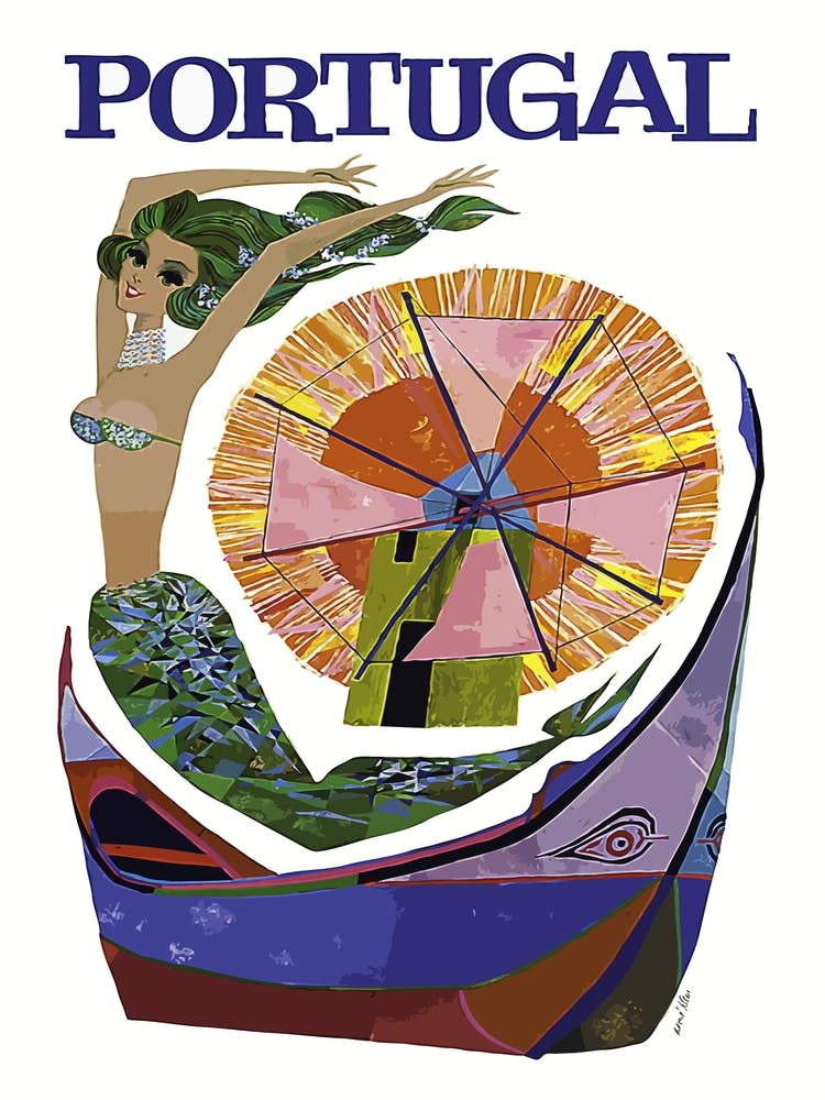 Portugal, Artistic Vintage Travel Poster, Collage