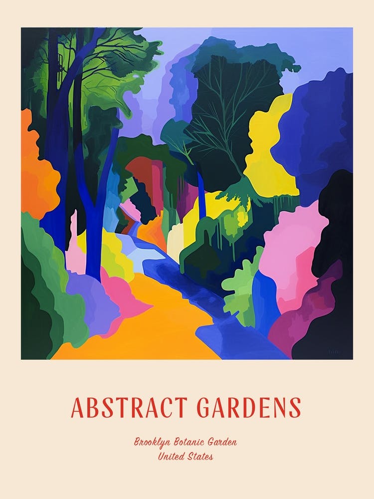 Colourful Gardens Brooklyn Botanic Garden Usa 1 Red Poster