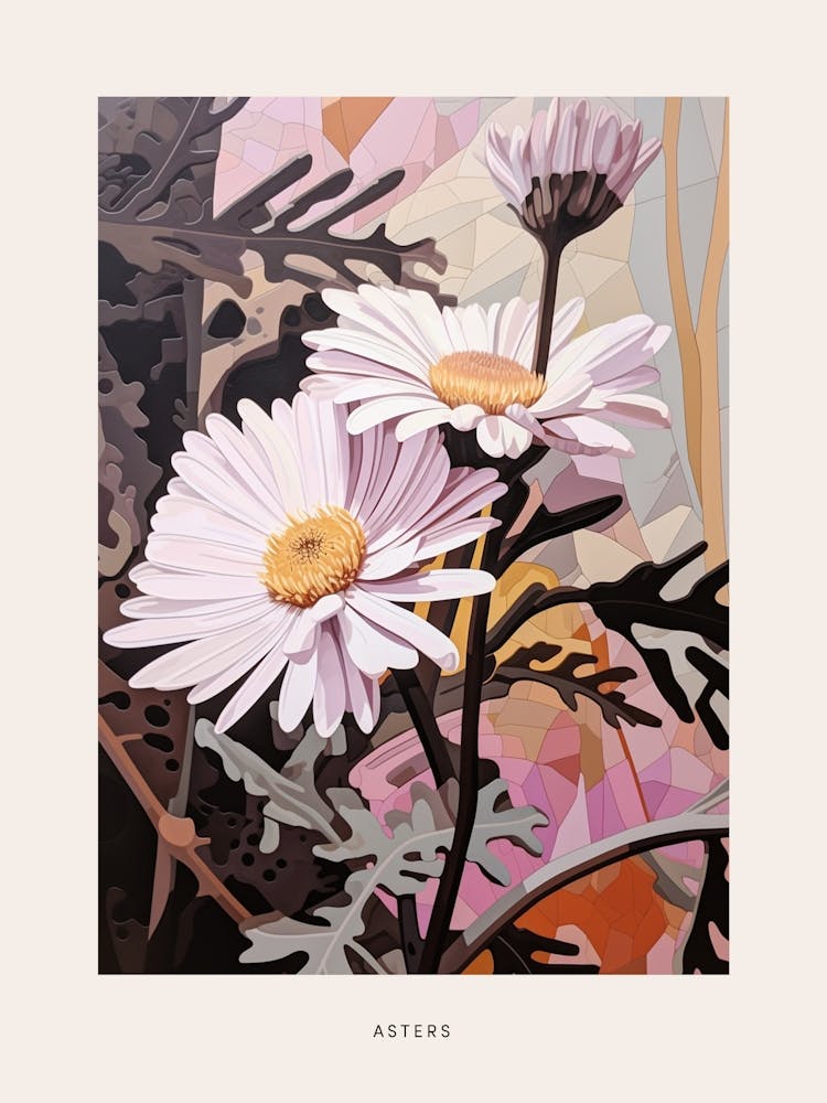 Flower Illustration Asters 1 Poster