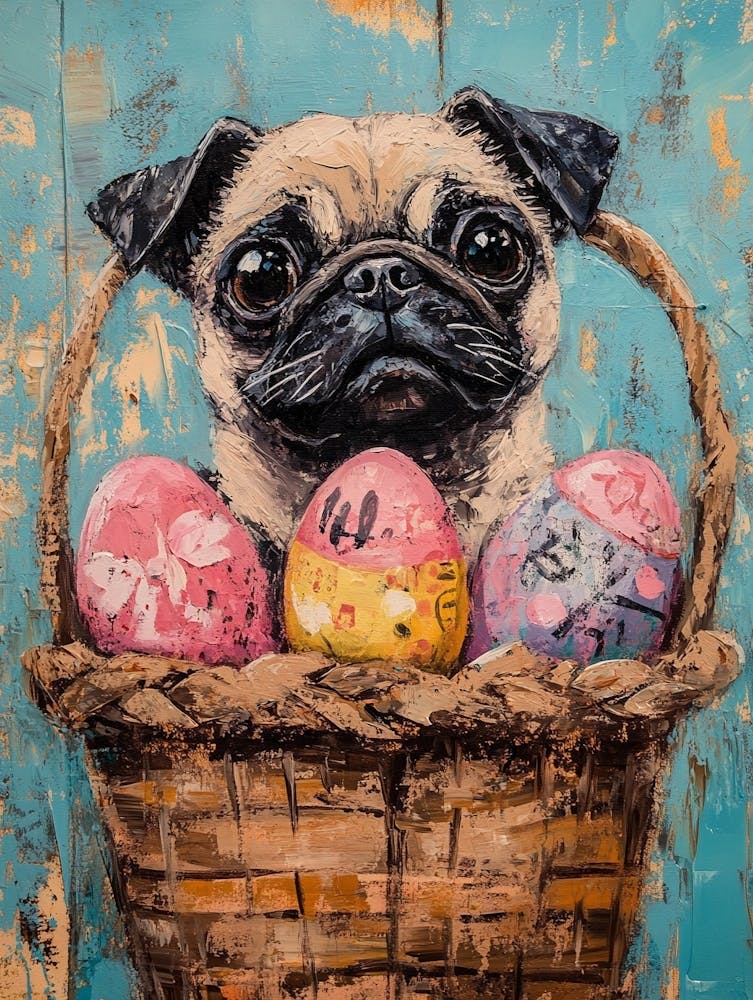 Pug In Easter Basket