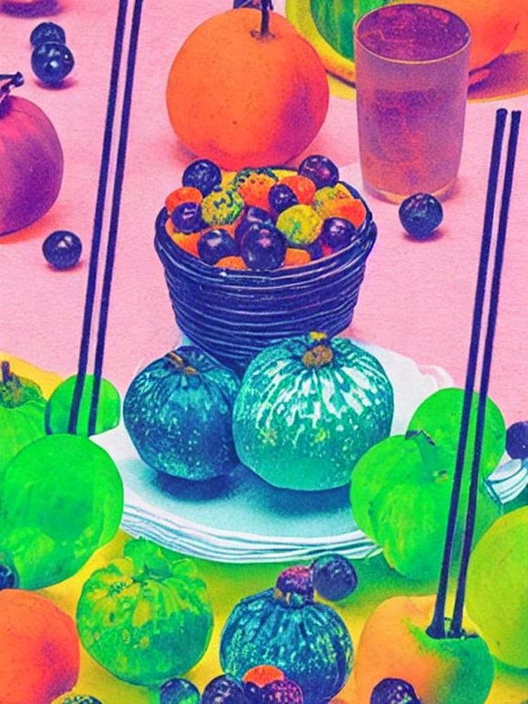 Pummelo Risograph Retro Poster Fruit