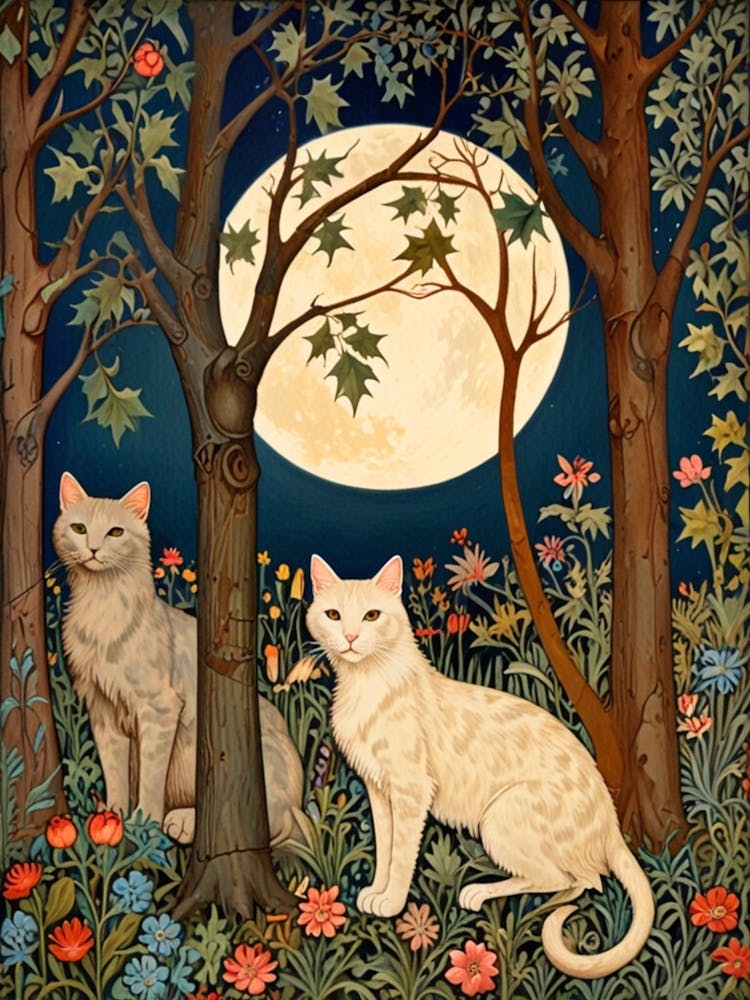 William Morris Two Cats In The Woods 1