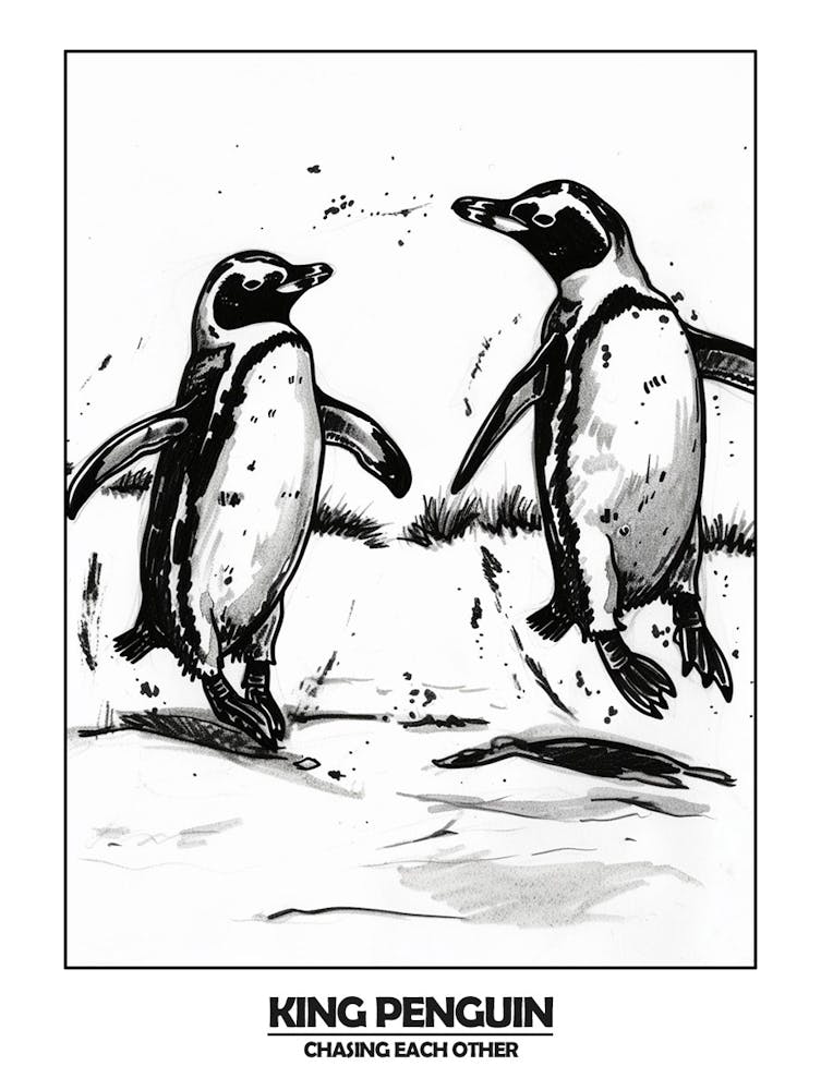 Penguin Chasing Each Other Poster 1