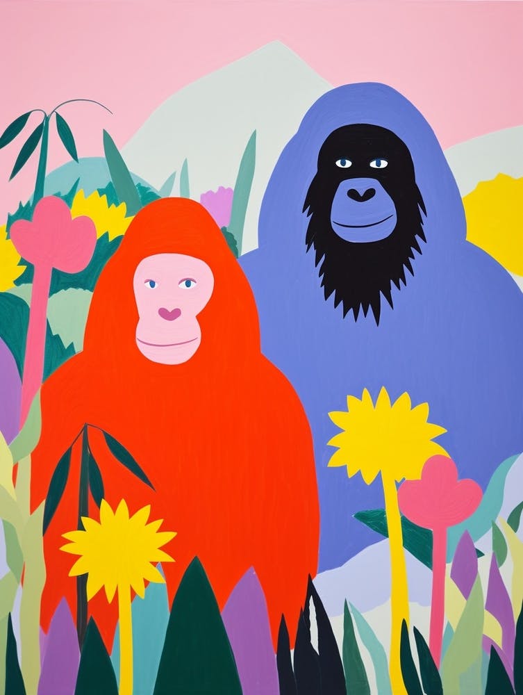 Colourful Kids Animal Art Mountain Gorilla 1