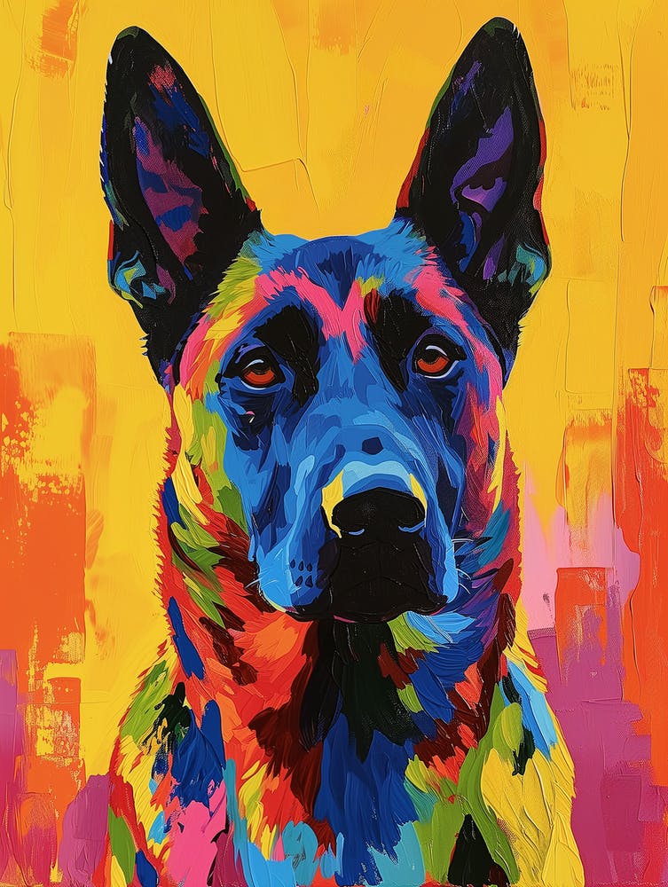 Belgian Malinois dog colourful painting