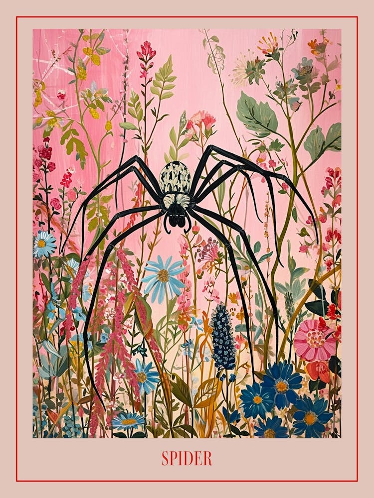 Floral Animal Painting Spider 2 Poster