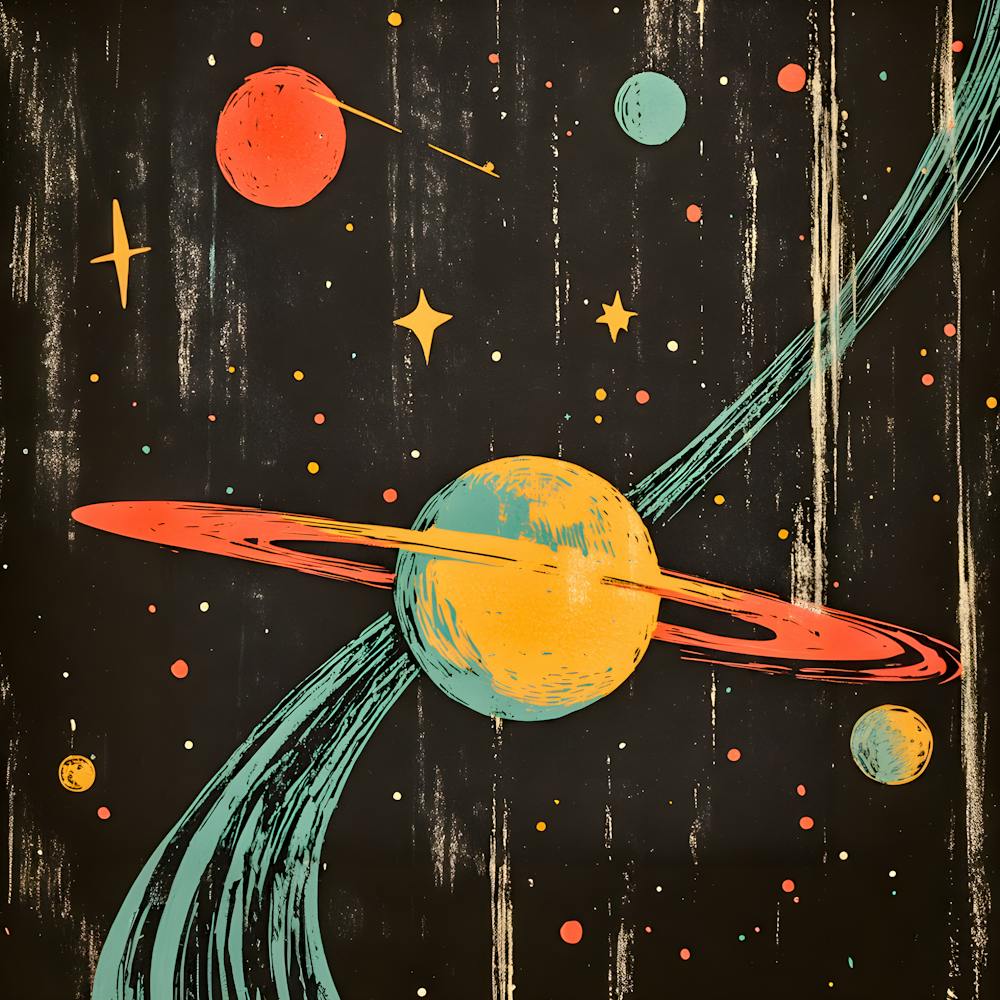 Galactic Knight - Red and Black Abstract Design 1