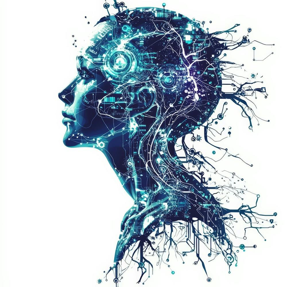 Human Brain.Generated AI. Wall