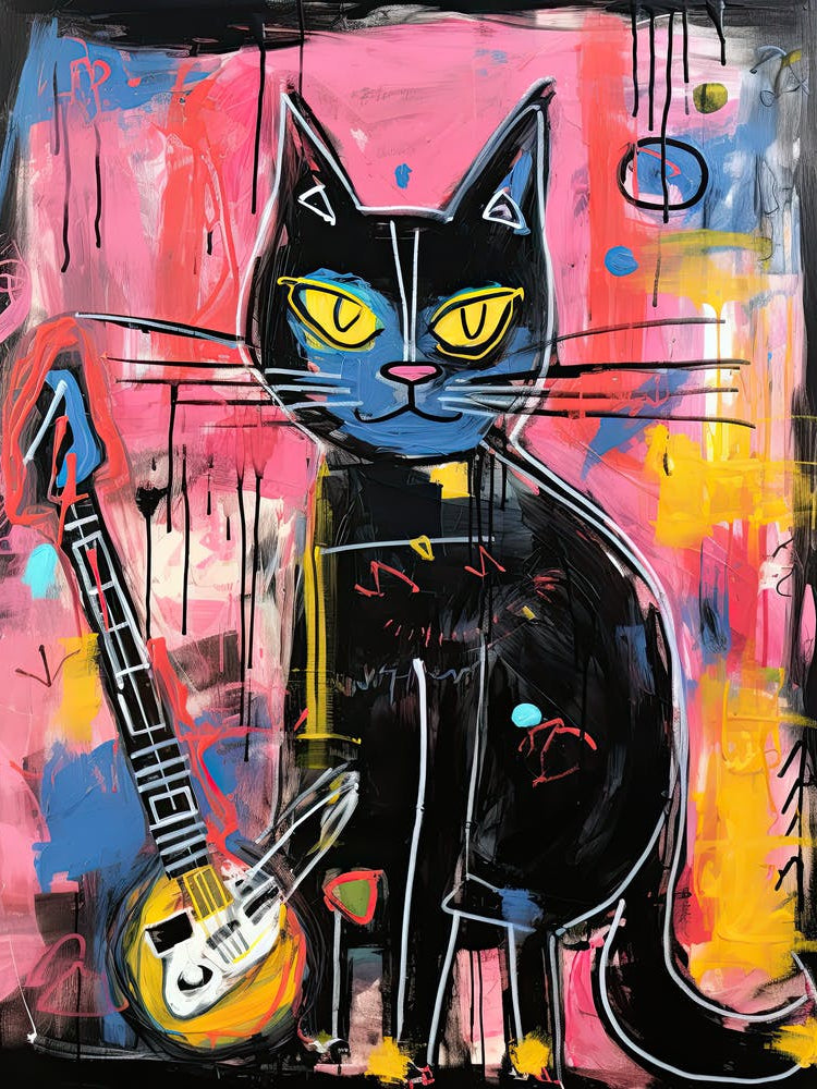 Black Cat With Banjo Neo-expressionism
