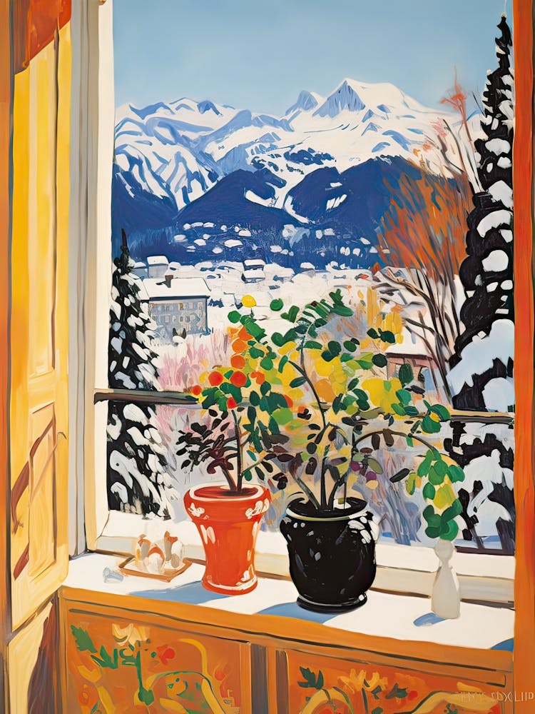 Le rebord de fenêtre d'Interlaken - Neige en Suisse inspirée par Matisse 2