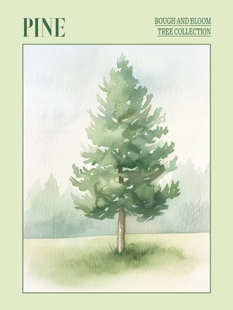 Pine Tree Atmospheric Watercolour Painting 1 Poster