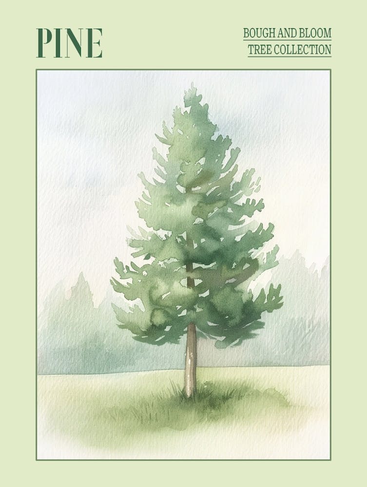Pine Tree Atmospheric Watercolour Painting 1 Poster
