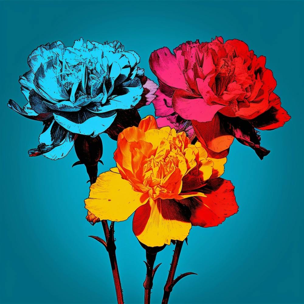 Andy Warhol Style Pop Art Flowers Carnation 1 Square