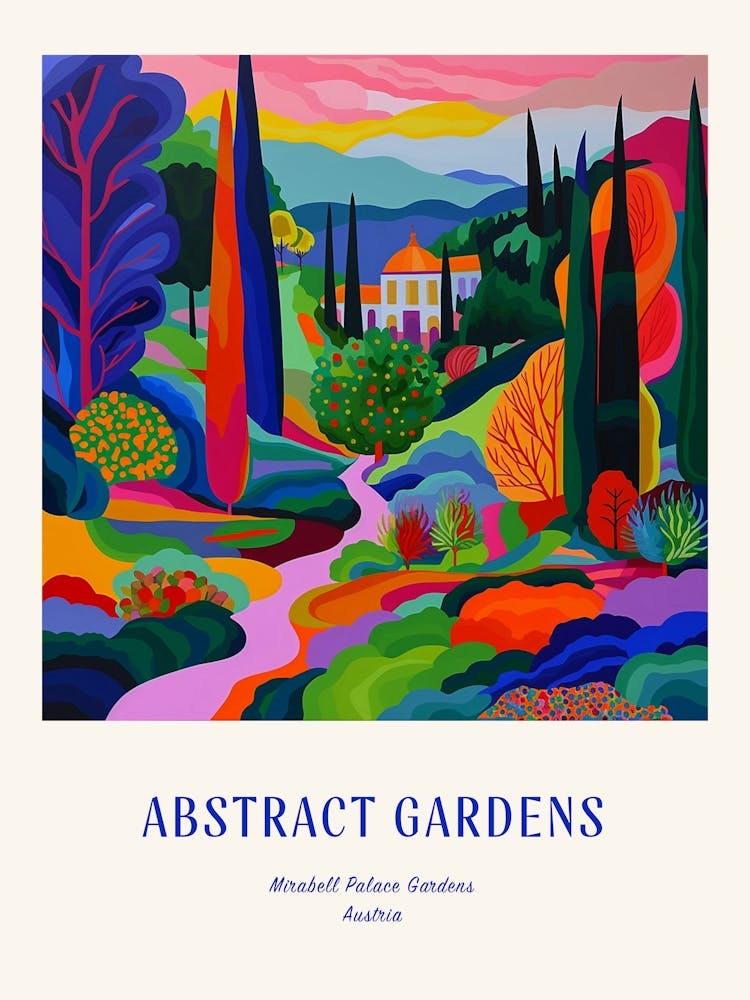 Colourful Gardens Mirabell Palace Gardens Austria 2 Blue Poster