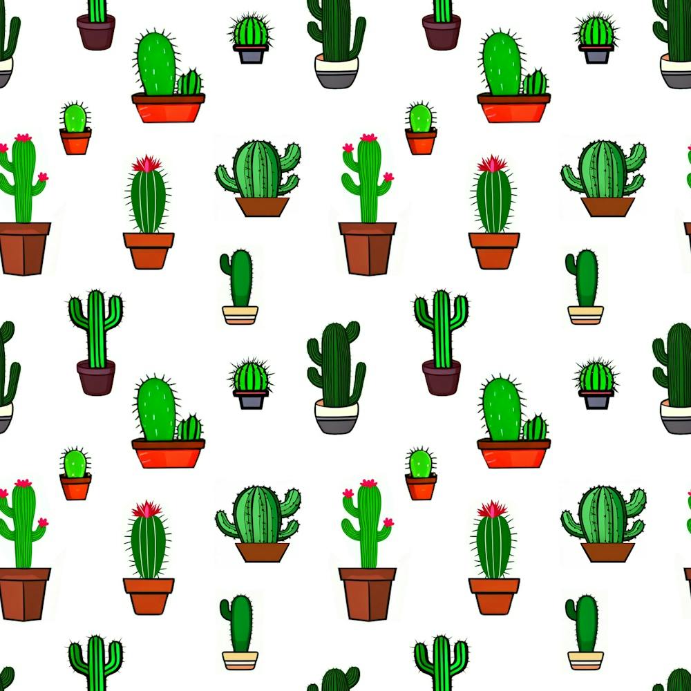 Cactus Plants Background Pattern Seamless