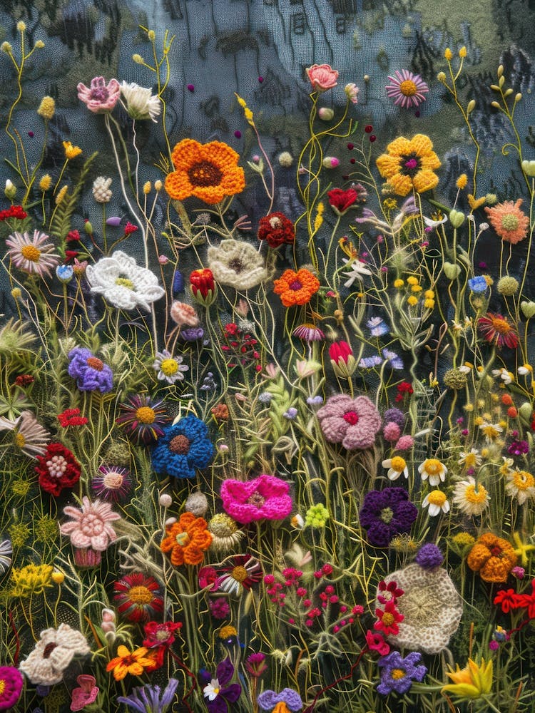 Wild Flowers Knitted In Crochet 11