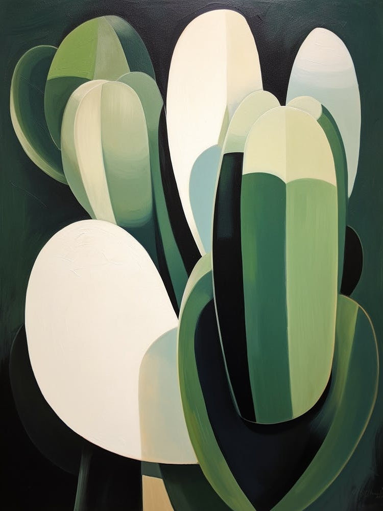 Modern Abstract Cactus Painting Bunny Ear Cactus 1