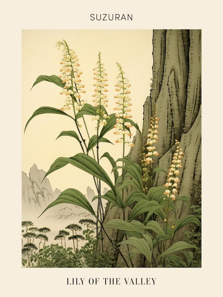 Suzuran Lily Of The Valley 3 Japanese Botanical Illustration Poster
