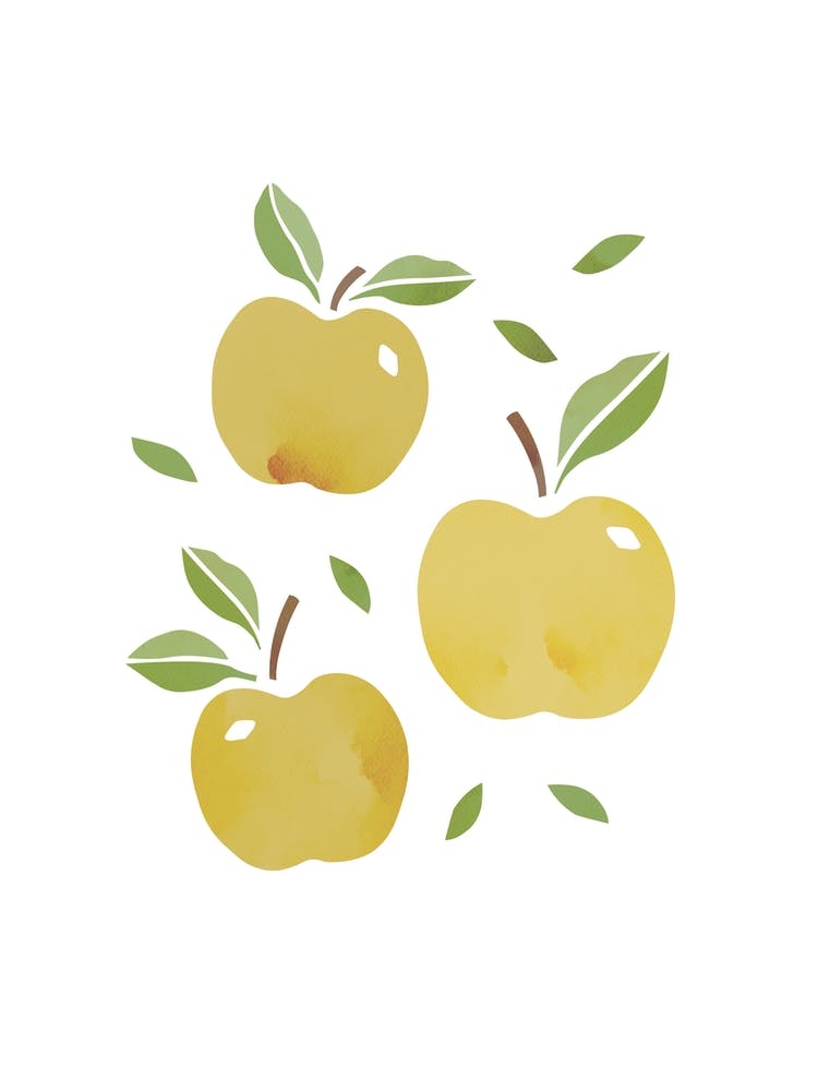 Apple Fruit Colourful Green Food Kitchen Art Nursery Wall