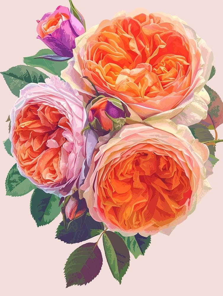 English Roses Painting Rose In A Heart 1