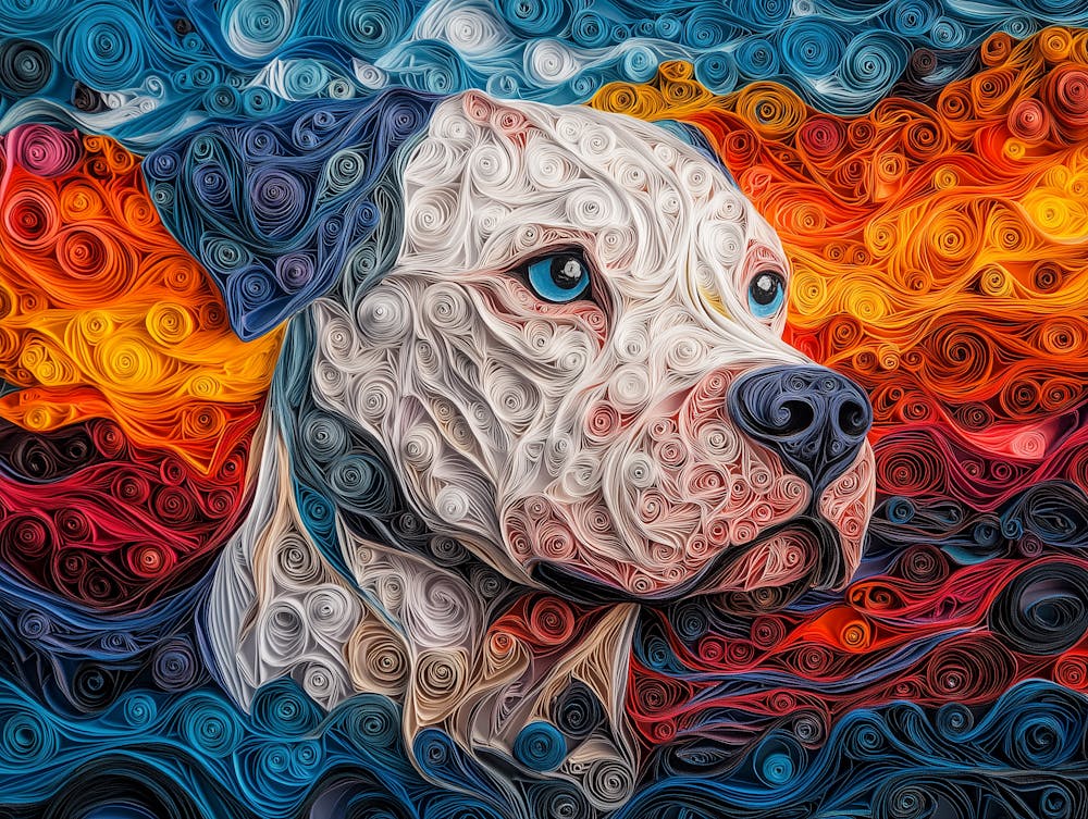 Dogo Argentino Paper Quilling Dog Portrait II