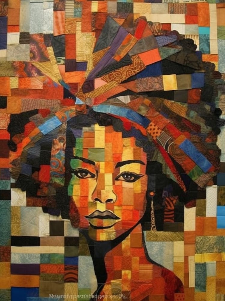 Afro Patchwork Portrait 5