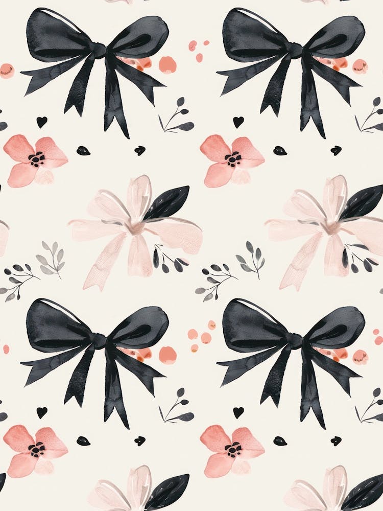 Pink And Black Bows 5 Pattern
