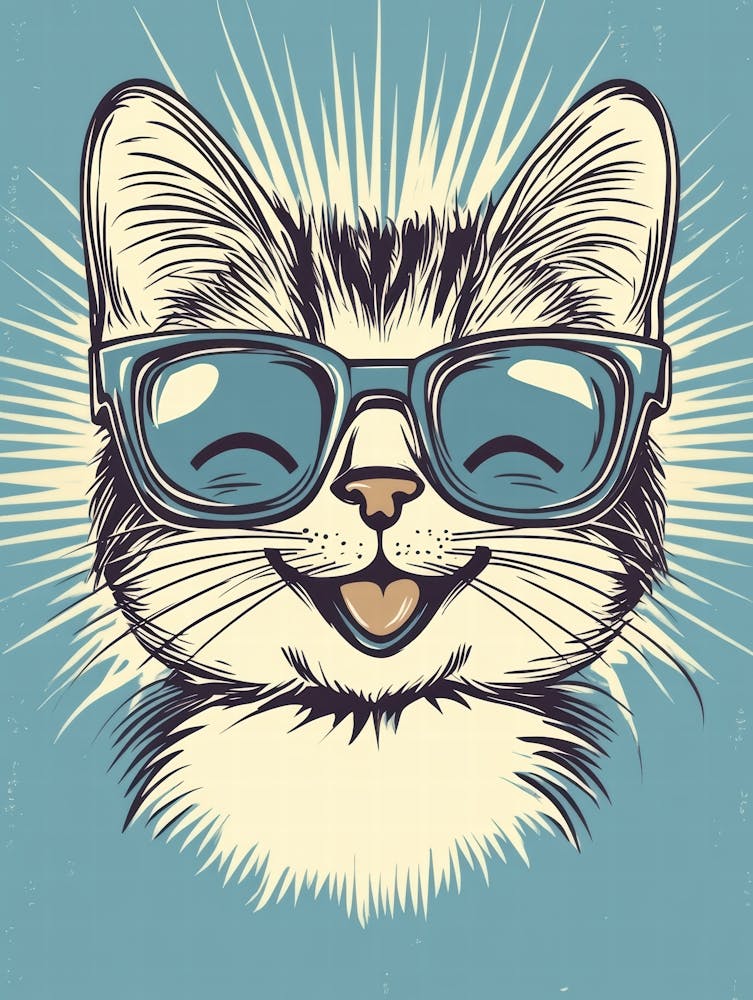 Retro Cat In Sunglasses
