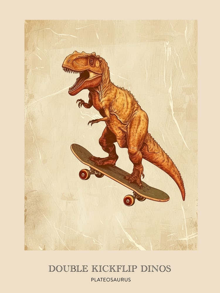 Plateosaurus Vintage Dinosaur Poster 2